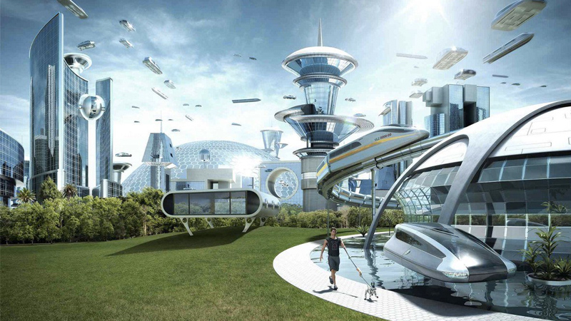 the futuristic city from the meme “The world if [something]”